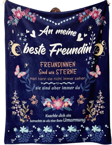 HTGWCG Geschenke für Freundin Decke, Beste Freundin Geschenke, 150 × 130CM Flauschig Decke,Kreatives Geschenke für Mädchen Frauen, für Meine Beste Freundin Schwestern