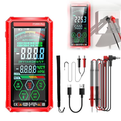 Smart Digital Multimeter, Fully Automatic True RMS TRMS 6000 Count Digital Voltmeter - USB Rechargeable Multimeter for Home Automotive Industrial Electrical Repairs (Color Screen)