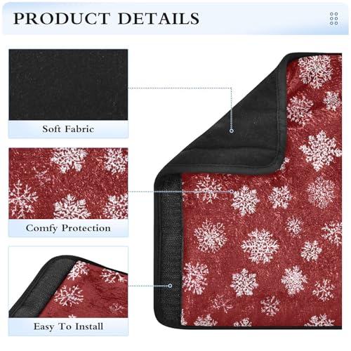 Image of 2 Pack Seatbelt Covers Seat Belt Cover Pad for Adults Boys Girls Car Seat Strap Covers Pads Cushion Universal Shoulder Strap Pad Protector for Backpack Camera Bag 6.5 Inch Red Winter Snowflakes