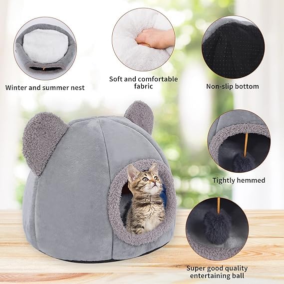AMPLIN Bed Deep Sleep Comfort in Winter Cat Bed Little Mat Basket for Cat's House Products Pets Tent Cozy Cave Cat Beds Indoor || Pack of 1 2
