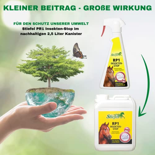 Stiefel RP1 Insekten-Stop Spray 500ml Insektenschutz für Pferd & Reiter ohne Alkohol geruchsarm hautfreundlich Sensible Pferde Wirkstoff Icaridin