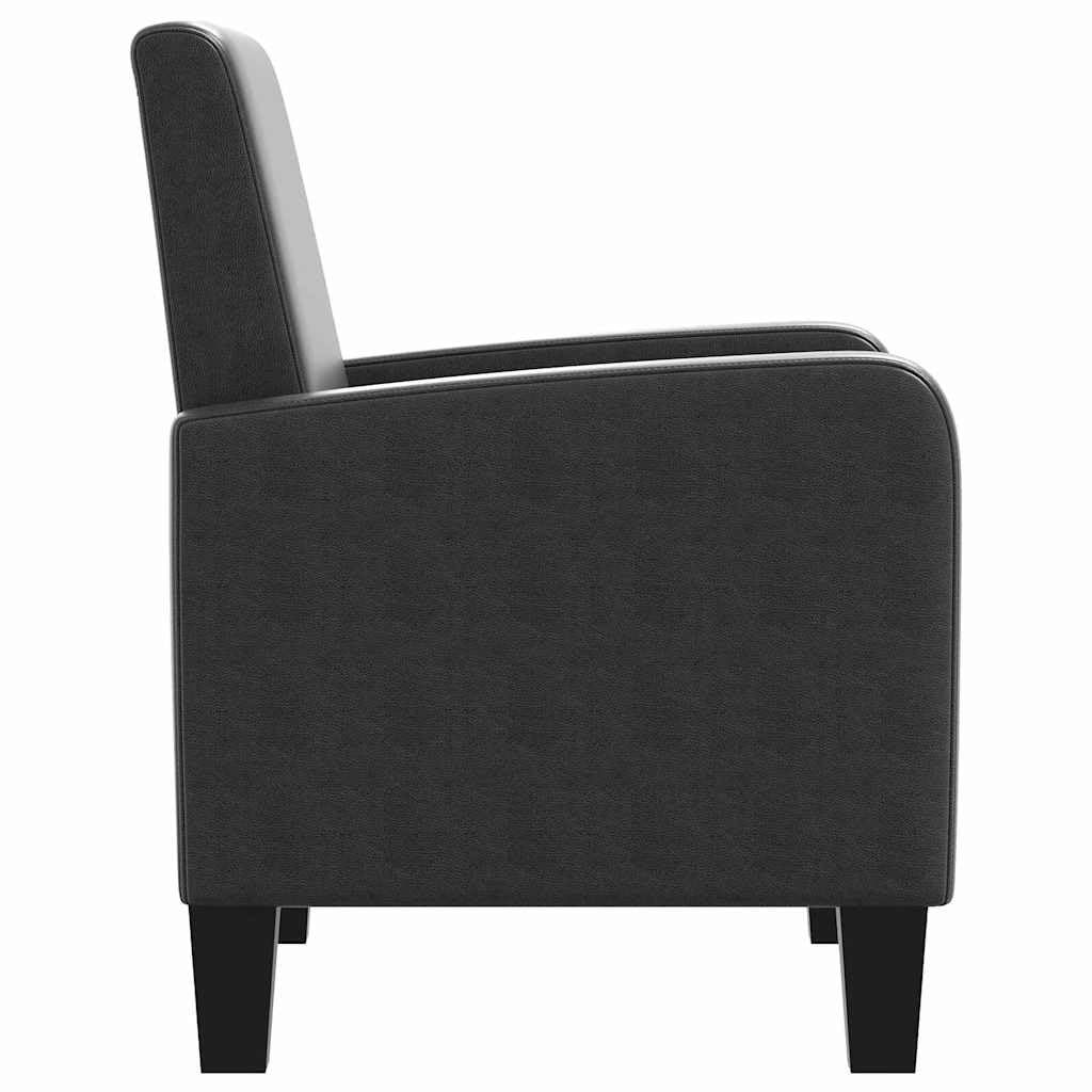 Sillón ergonómico de piel sintética en color negro, acolchado suave con marco de madera de pino, ideal para salones y salones, carga máxima de 110 kg.
