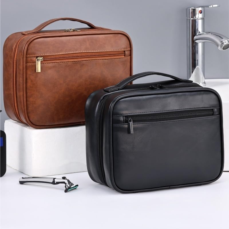 Square PU Leather Handbag for Women's Hand held Makeup Storage Bag for Going Out to Wash Up image 3