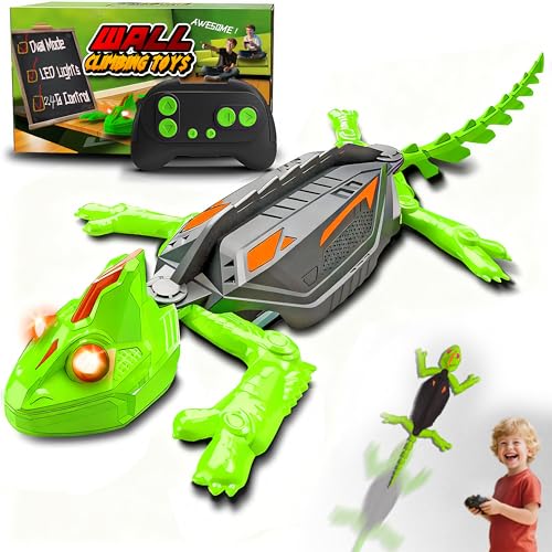 Zingelo Wall Climbing RC Chameleon Toy for Kids, Rechargeable Remote Control Lizard Toy with LED Eyes, Dual Mode Floor & Wall Driving, Christmas Halloween Birthday Gift for Boys Girls Ages 3+