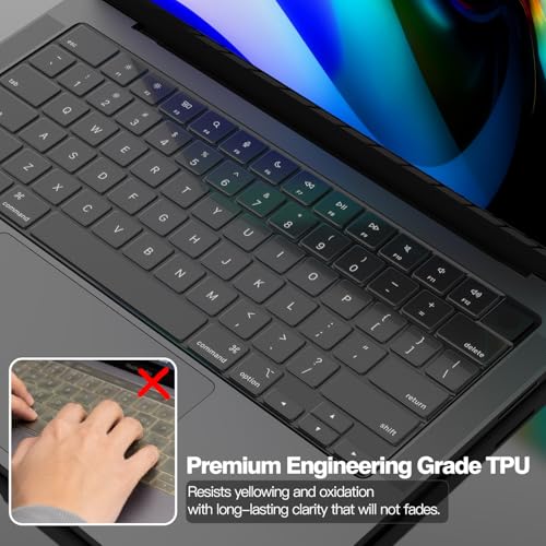 Image of Premium Keyboard Cover Protector for 2026 2025-2021 MacBook Pro 14 inch /16 inch M5 /M4 /M3 /M2 /M1 Pro /Max, MacBook Air 13 inch /15 inch M5-M2 Keyboard Skin Accessories, Translucent Black (US Layout)