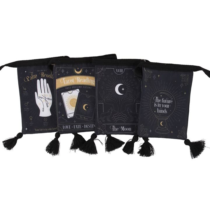 Mystical Black Fortune Teller Small Fabric Bunting, 11cm x 8cm (1 Pc.), Assorted Designs, Palm Reading, Tarot