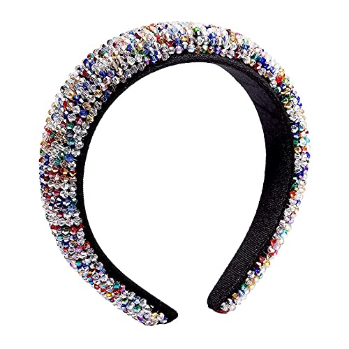 Beaded Rhinestone Padded Headband, Accessories for Women (6 x 6.5 x 1.5 Inches)