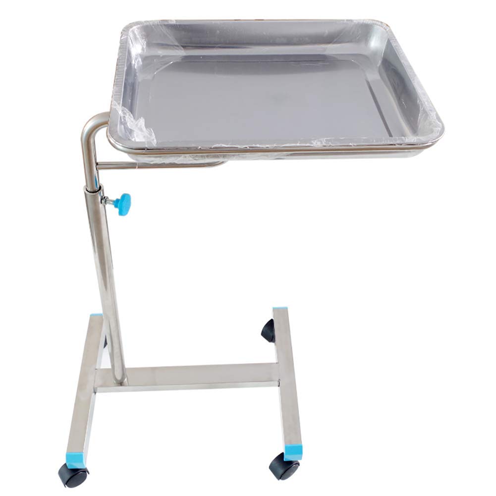 Carro de suministro médico con bandeja de acero inoxidable de altura ajustable para almacenamiento y transporte en quirófanos