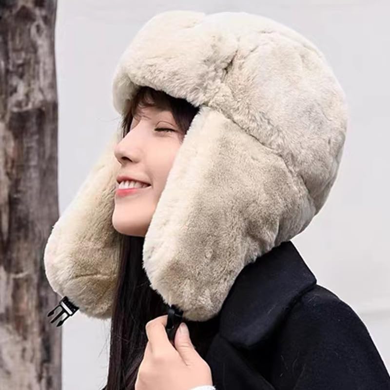 Donne Bomber Cappelli for Gli Uomini Inverno Addensare Paraorecchie Caps Pelliccia Sintetica Caldo Russo Protezione Dell'orecchio Ciclismo Cappello da Sci