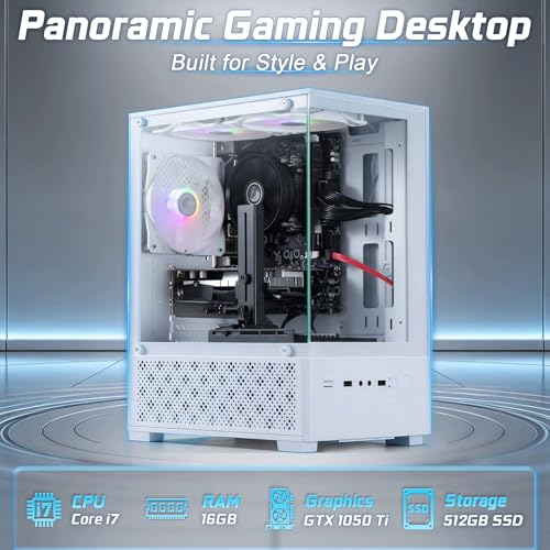 Image of Prebuilt Gaming PC Desktop,Core i7 Tower Computer,GTX1050 Ti,Win11