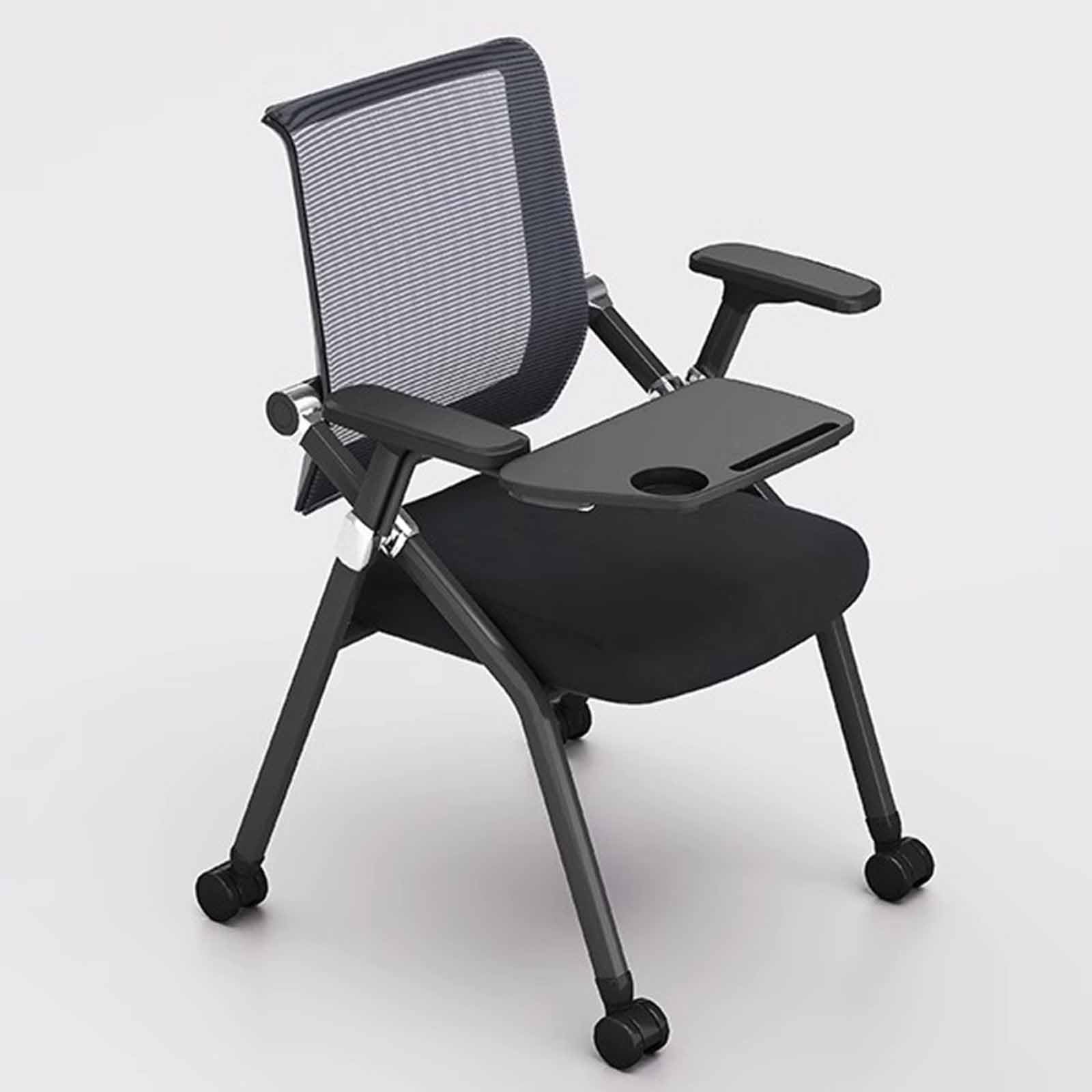 Training Chair With Table Foldable Office Chair Backrest Chair Training Institution Chair Company Conference Chair(Black,B)