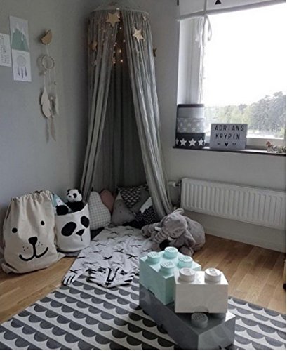 Restbuy Kinder Betthimmel Baldachin aus Baumwolle Mückenschutz Moskitonetz Insektenschutz Baby indoor Play Lesen Zelt Dekoration für Bett und Schlafzimmer (Grau) - Image 5