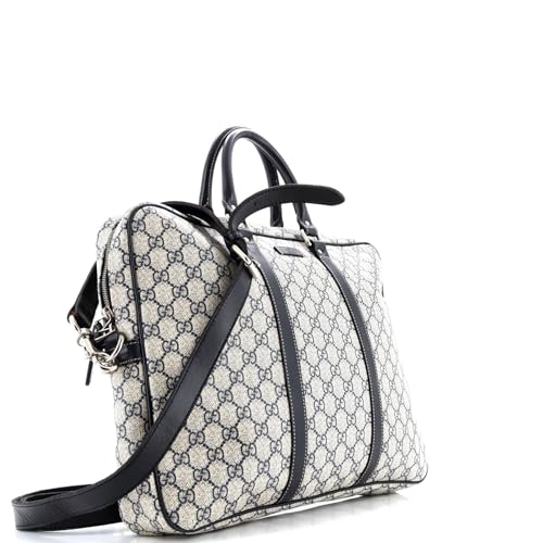 Pre-Loved Convertible Briefcase GG Coated Canvas with Leather Large, Blue2