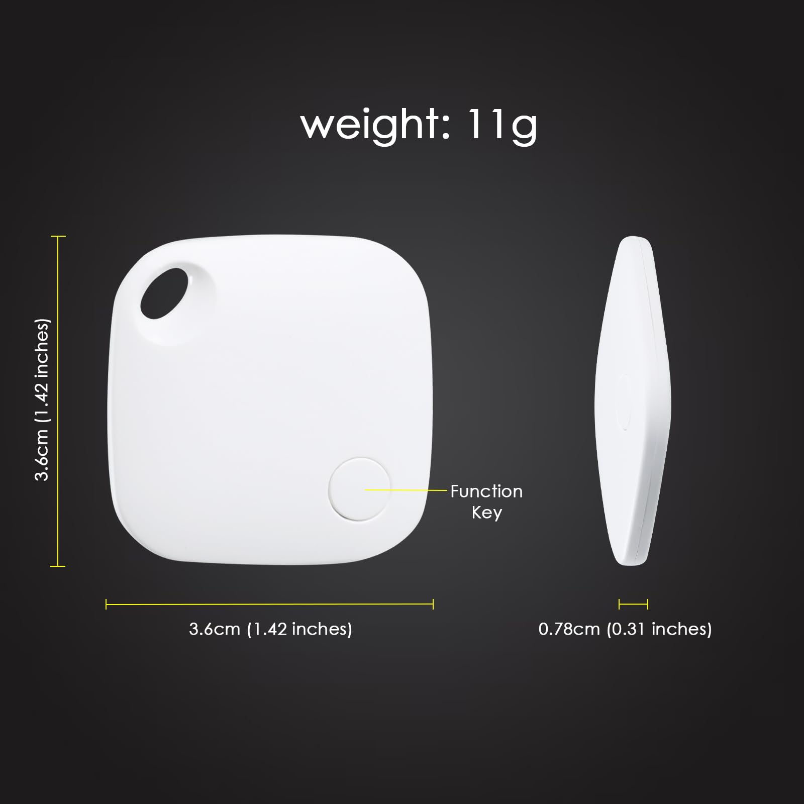 Bluetooth Tracker, Item Locator and GPS Items Tracker Works with Find My(iOS only), Smart Keys Finder Luggage Tracker for Dogs, Cats, Bags, and Keys, Replaceable Battery