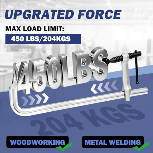 Bar Clamps 4-Pack, 12-Inch Light-duty Drop Forged Steel F Clamps (450 lbs) for Welding and Woodworking