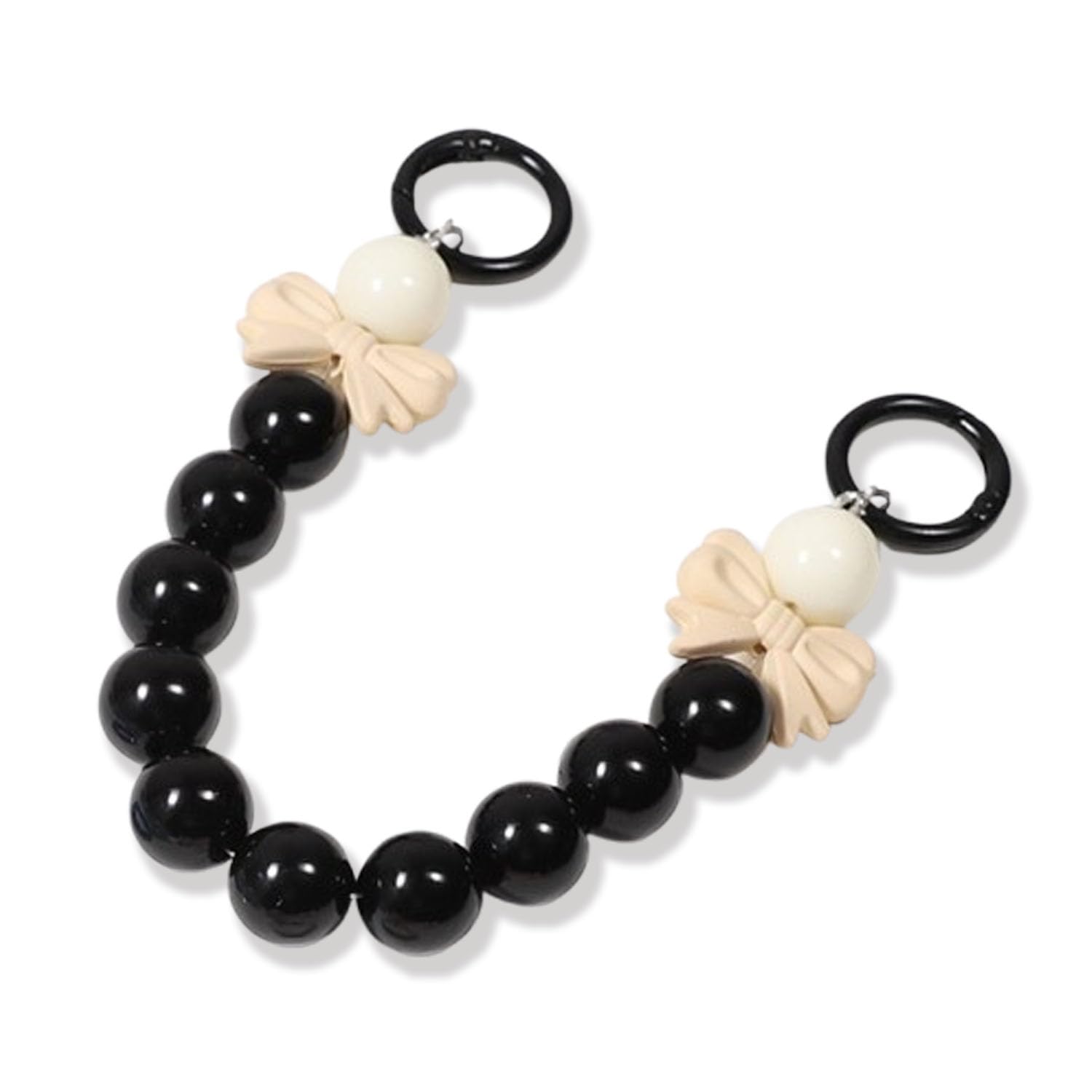 KC Keychain Phone Wrist Strap Pearl Beaded Mobile Phone Charm Hanging Bracelet Lanyard for Phone, Purse, Camera, Bags, Case Cover For Girls Women Black-image-29