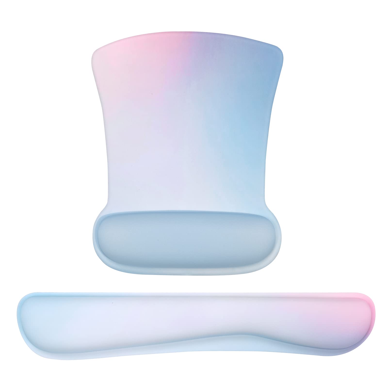 iCasso Mouse mat Wrist Support Set, 3in1 Keyboard Wrist Rest+Ergonomic Mouse Pad + Coaster, Non-Slip Rubber Base Cute Mouse Mat Made Easy Typing and Relieve Wrist Pain (White&Purple)