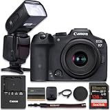 Canon EOS R7 Mirrorless Camera with RF-S 18-45mm f/4.5-6.3 is STM Lens + TTL PRO Flash + SanDisk Extreme PPRO 128GB Memory Card (13pc Bundle)