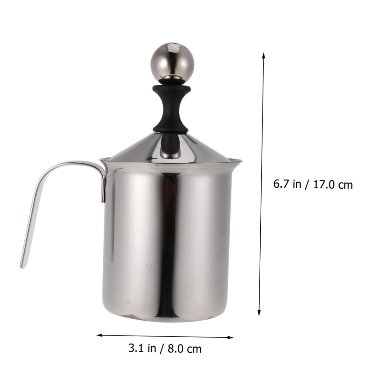 SOLUSTRE Espumador de Leche Manual Doble Malla de 400ml de Acero Inoxidable Resistente al Desgaste Óxido para Preparar Crema de Leche en Casa