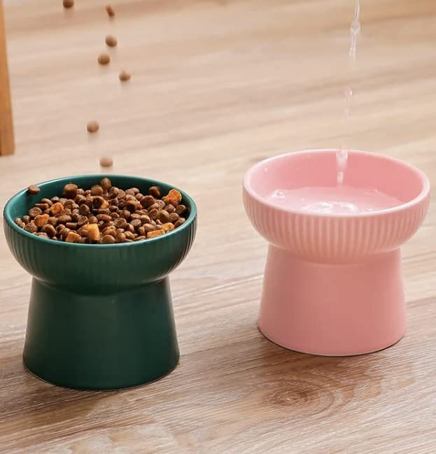 Image of PETANGEL 2 Pcs Ceramic Cat Food Or Water Bowl, Raised Cat Feeder Dishes with Stand, Elevated Pet Food Bowl for Cats and Small Dogs, Stress Free Backflow Prevention & Reduce Neck Burden