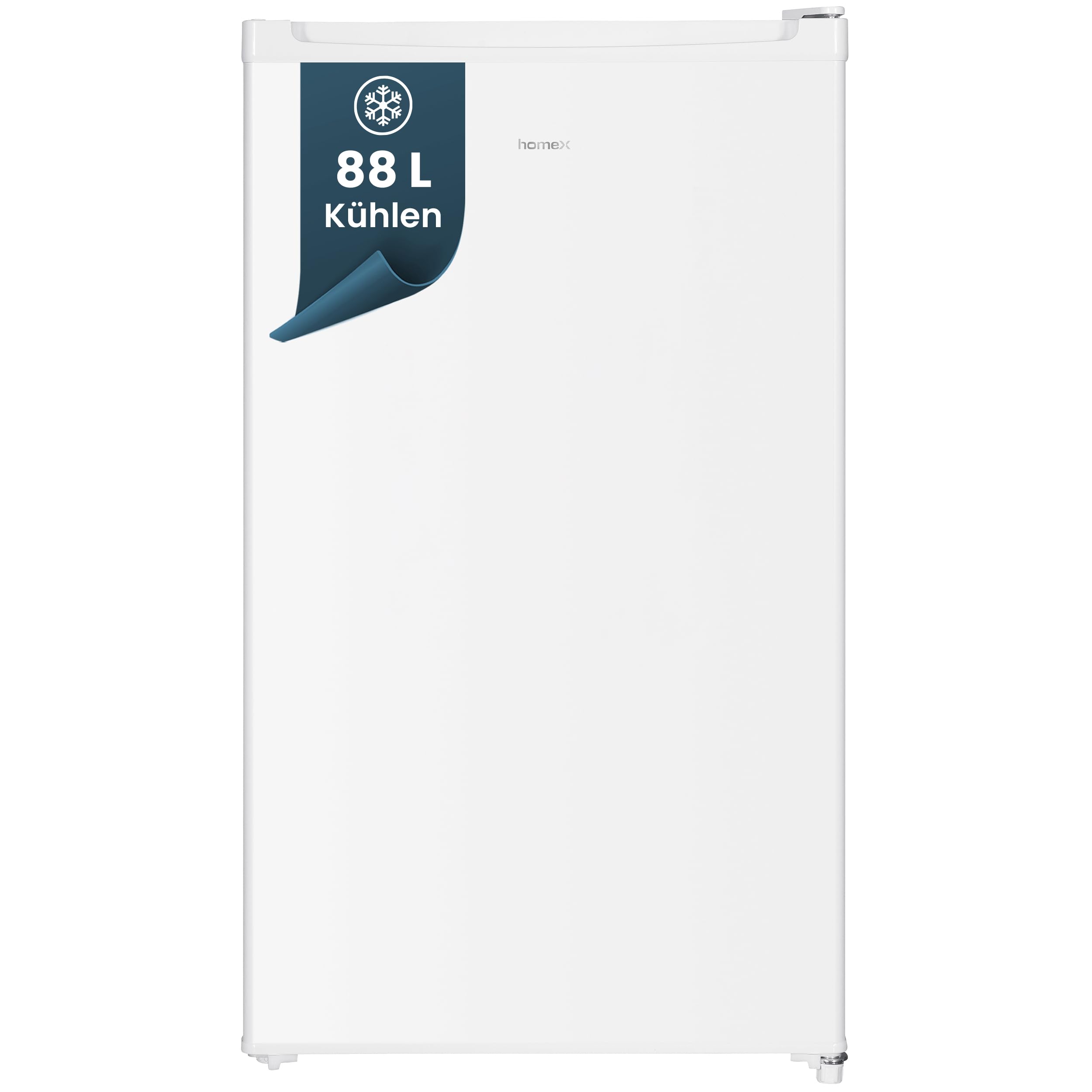 homeX Kühlschrank ohne Gefrierfach, Vollraumkühlschrank klein 88L, freistehend, leise 39 dB, weiß CS1016-W