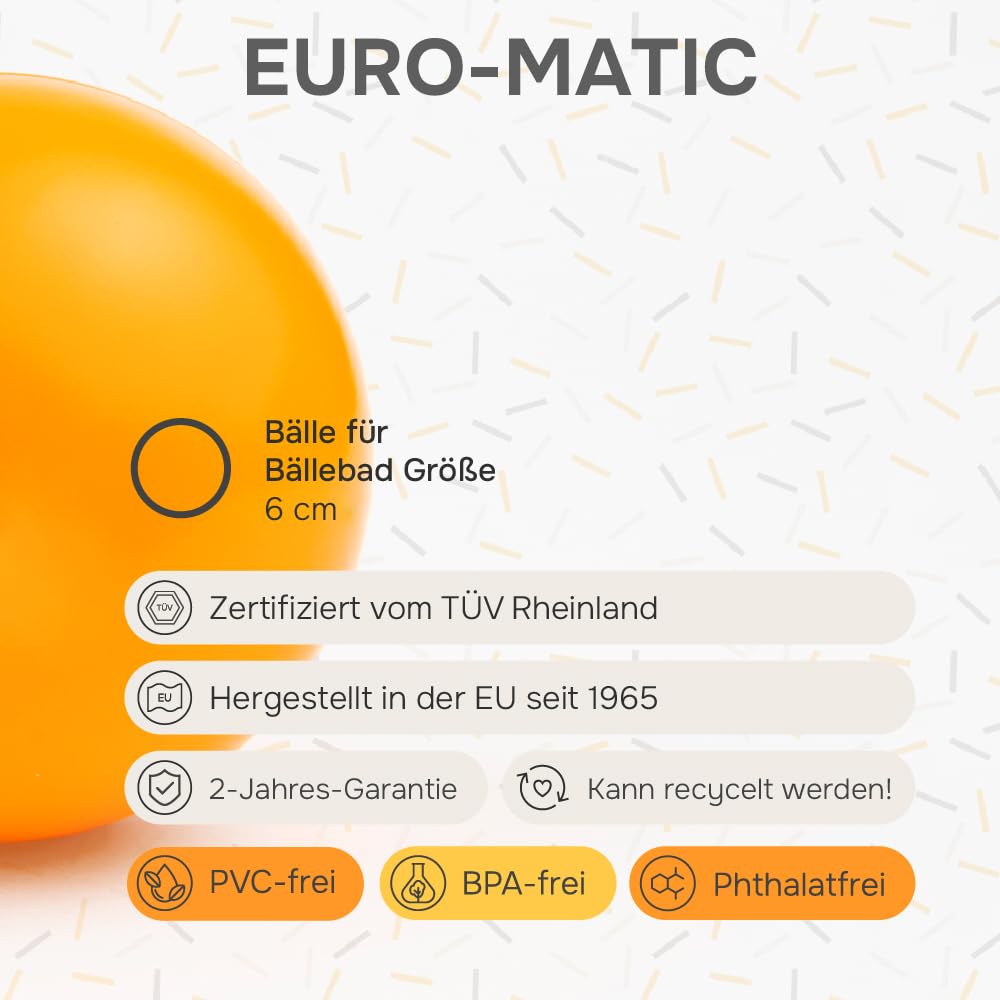 Euro-Plus 6 cm Einheitsgröße BPA frei Bälle Für Bällebad Spielbälle Baby Kinder Plastikbälle Farbe Mix Made in EU