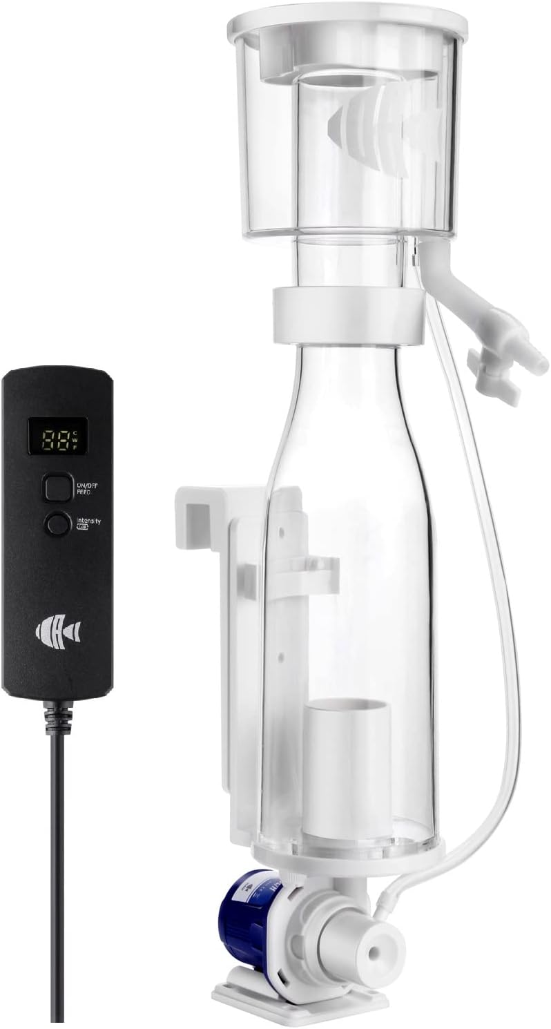 Protein Skimmers for Saltwater Aquariums, Hang On Protein Skimmer for Fish Tanks up to 80 Gallons, DC Pinwheel Pump with Controller, Not for Rimmed Tank