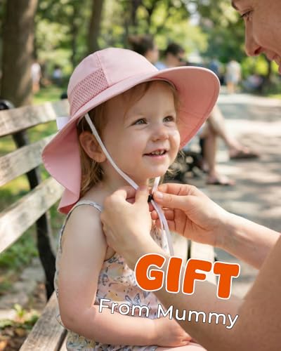 Image of Toddler Baby Sun Hat Kids Summer Beach Essentials Adjustable Beach Hats with Bucket Wide Brim for Boys Girls Age 0-14 Years