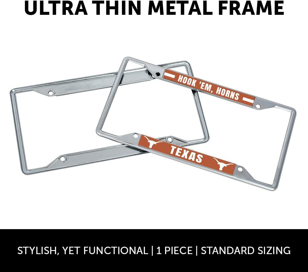Desert Cactus University of Texas License Plate Frame Longhorns UT Austin Holder for Front or Back of Car Metal Car Tag Holder Officially Licensed (Slogan 2)