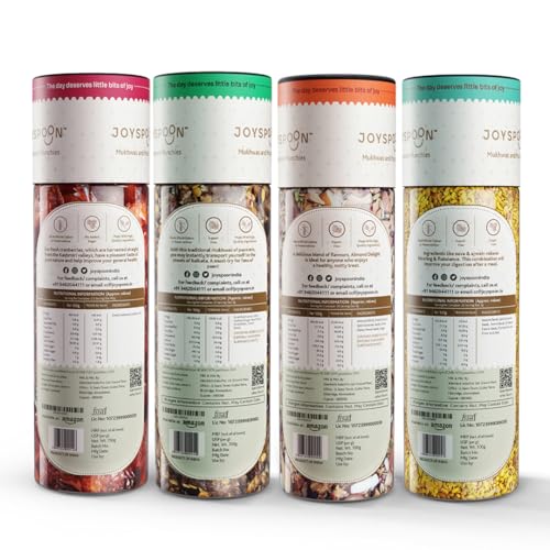 Image of JoySpoon Mukhwas Combo Pack | Cranberries, Calcutta Paan, Almond Delight & Digestive Fiesta | Supari-Free Mouth Freshener | No Artificial Colors or Preservatives | After-Meal Digestive Snack | 4x100g