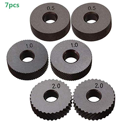 7 Pièces séries ensemble d'outils de moletage à double roue 0.5mm 1mm 2mm ensemble de roues linéaires ensemble de tour en acier outil de moletage de roue