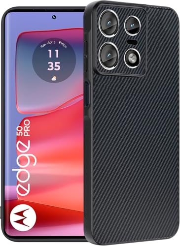 Image of DIZORO Carbon Fiber Case for Moto Motorola Edge 50 pro 5g Smooth Touch Rubber Phone Cases Non-Slip, with Camera Protection Fingerprint Resistant Full Body Protective Shockproof Back Cover - Dark Grey