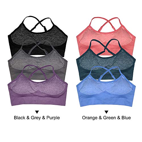 DECDEAL 3 Pacote Mulheres Wirefree Cross Back Sports Bra Activewear Top com estofamento removível pa