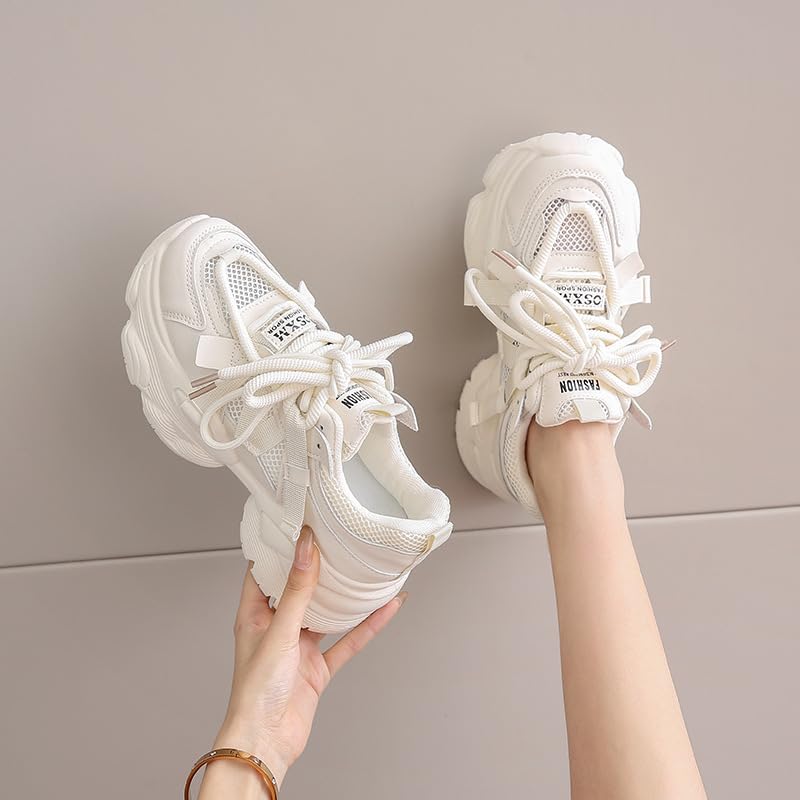 Women's Fashionable Lace Up Platform Sneakers, Casual Comfortable Sports Shoes for Daily Wear, Female All-Match Round Toe Comfy Shoes for Daily Wear, Trainers for Women4
