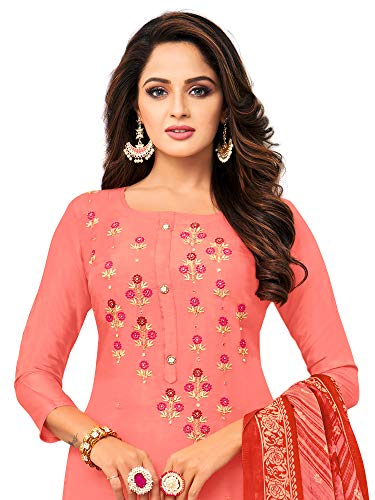 Image of AKHILAM Women's Cotton Blend Embroidered Unstitched Salwar Suit Material(30DMK60 Parent)