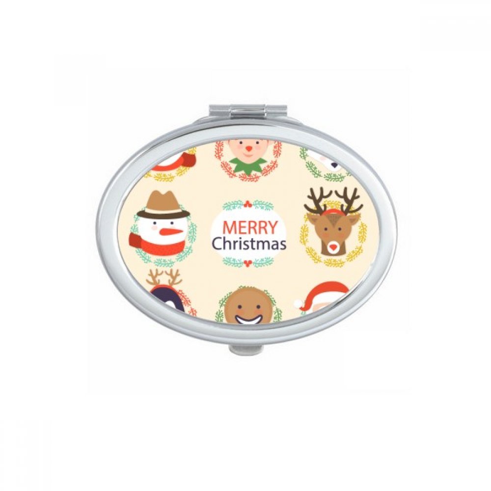 Miroir de poche Joyeux Noël pour maquillage, petit format ovale portable