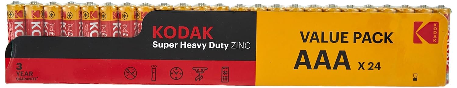Kodak Super Heavy Duty Zinc AAA Batteries - Value Pack of 24