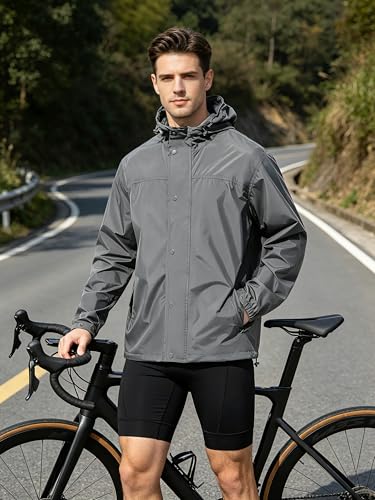 Image of UIQUR Mens Lightweight Rain Jacket Waterproof Windbreaker Packable Rain Coat with Hood for Golf Running Hiking Travel