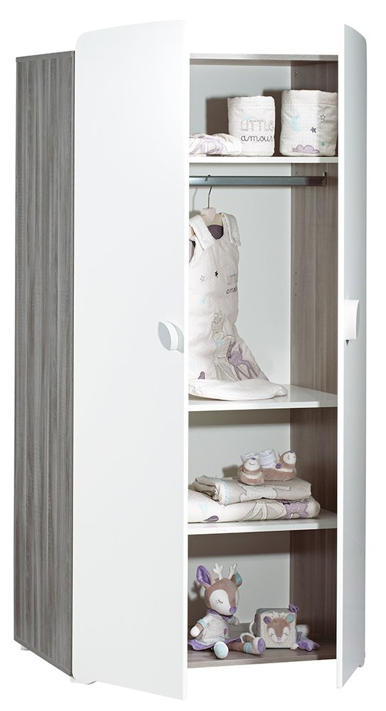 BabyPrice Chambre Trio lit, Commode à Langer et Armoire en Bois Blanc