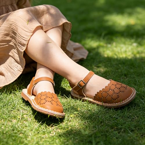 Image of THEE BRON Toddler Floral Cutout Closed Toe Sandals for Girls Breathable Summer Shoes
