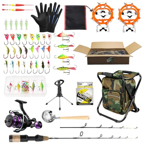 Canne à pêche sur glace 46 pièces : kit complet portable pour vos sorties d'hiver