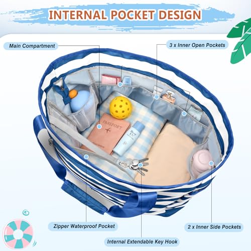 Image of Extra Large Beach Bags for Women Waterproof Sandproof Beach Tote Bag