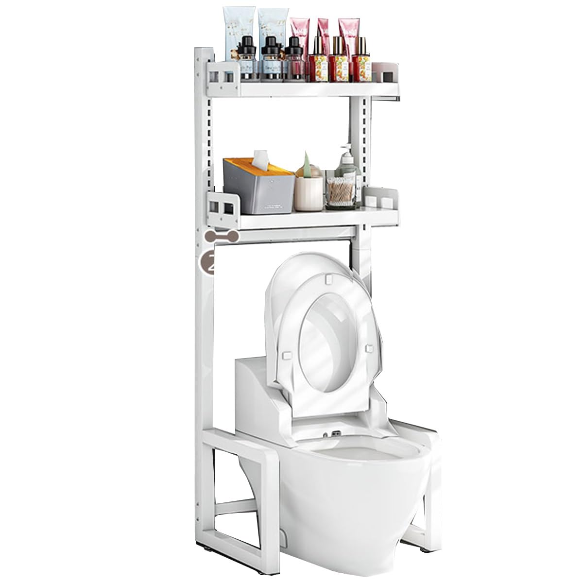 Solution de rangement au-dessus des toilettes avec étagères de salle de bain modulables