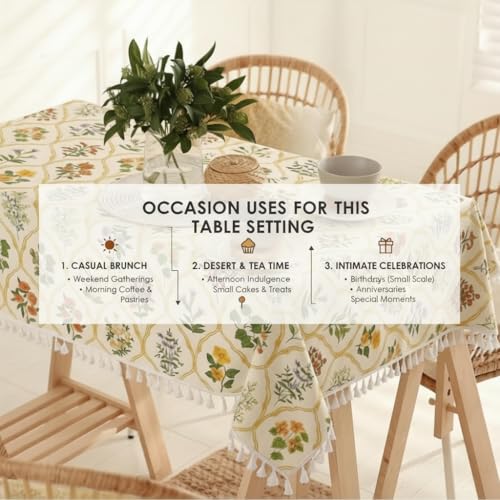 Image of RRC Microfiber Cotton Dining Table Cover 60 x 90 Inch for 6 Seater, Pack of 1 Rectangular Printed Table Cloth with Tassels, Washable Centre Table Cover, Durable & Fade Resistant