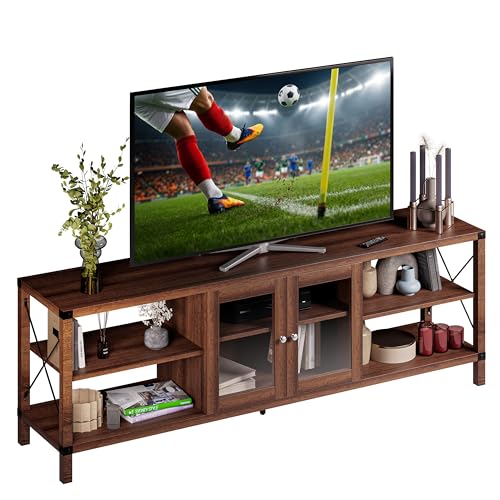 El Mejor Listado de Centro de Entretenimiento Con Repisas los 5 mejores. 48 MUBSON Mueble para TV para Pantallas de hasta 75 Pulgadas | 180x40 cm | Centro de Entretenimiento Bari con 4 Repisas y una Vitrina para Consolas o Bocinas. Mesa para TV. TV...