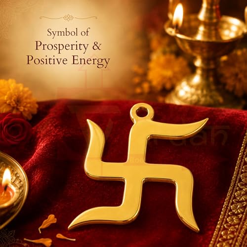 Image of Vastu Brass Swastik Door Sign for All Vastu Problems | Weight-1kg Approx | Prosperity & Success for Vastu Dosh & Nazar Dosh | Size-9 inch Approx |