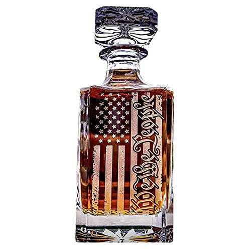 JUNNASALIKER Decanter - Decantador de vino tinto grabado con la bandera de We The People para licor, whisky, bourbon o vino