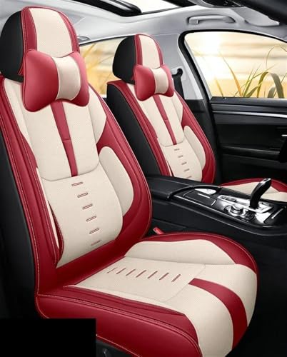 Housses siège voiture cuir PU rouge blanc pour Jeep Renegade 2016-2024 Luxury