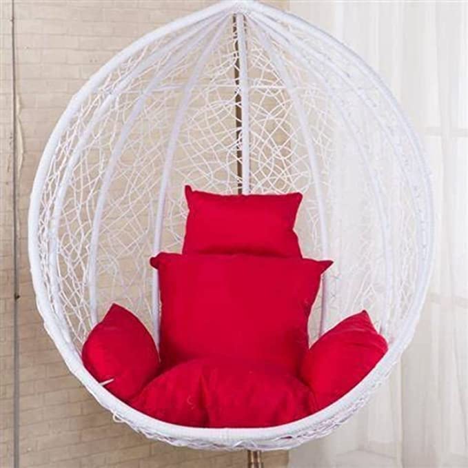 Image of Swingzy Cushion for Hanging Basket Chair - Outdoor Egg Swing Soft Seat Padded Pillow With Polyester Cloth - Red