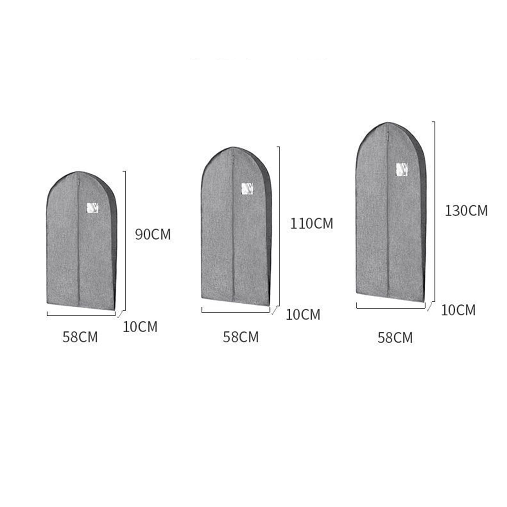 Fundas Protectoras para Ropa, Paquete de 2,Bolsas Colgantes para Ropa con Cremallera para guardarropa, Fundas Transpirables y saludables para Ropa a Prueba de Polvo,Light Grey-130 x 58 cm